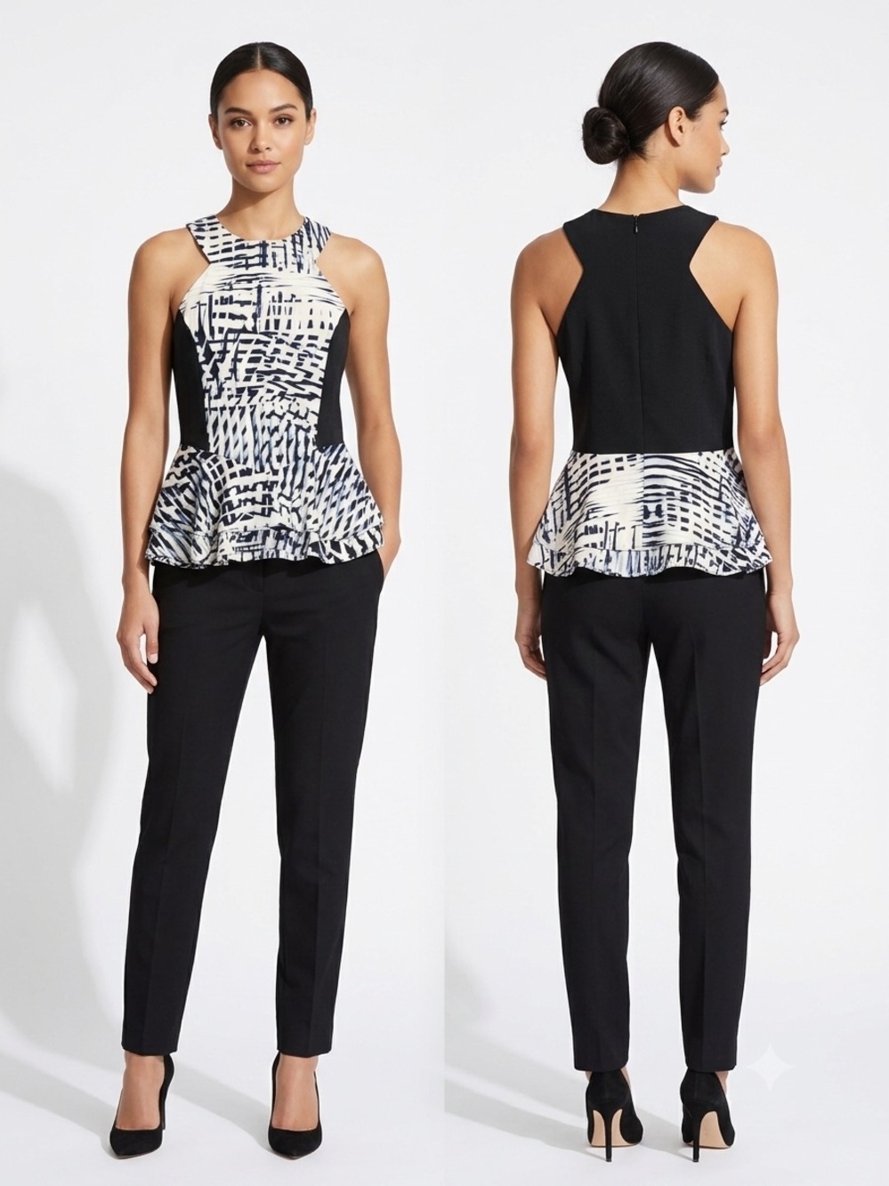 Parker NWOT Silk Abstract Peplum Top Size S Halter